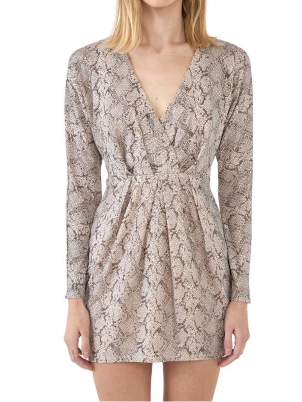 Endless Rose $90 MSRP Snakeskin Print Long Sleeve Dress NWT Size Small